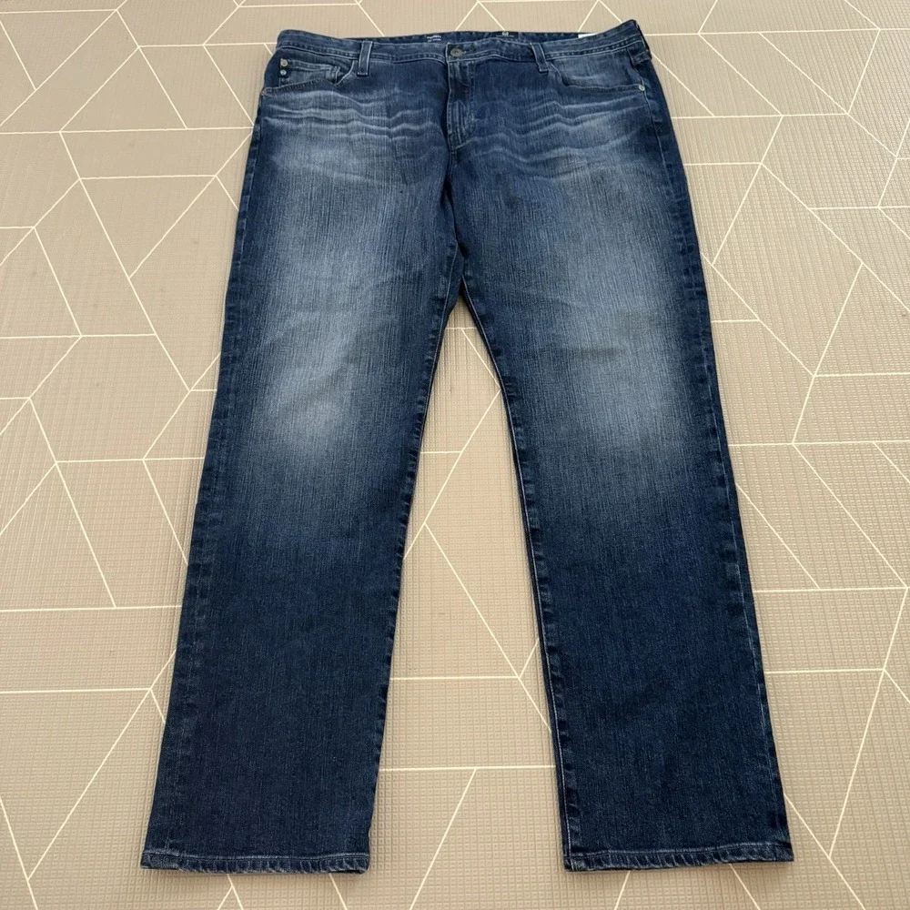 Adriano Goldschmied Everett Slim Straight Jeans Men's 42x32 Medium Wash Whiskers